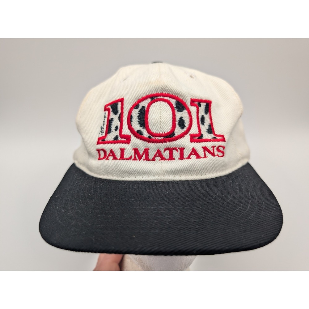 Vintage Disney 101 Dalmatians Otto Cap Snapback Hat White Black Embroidered